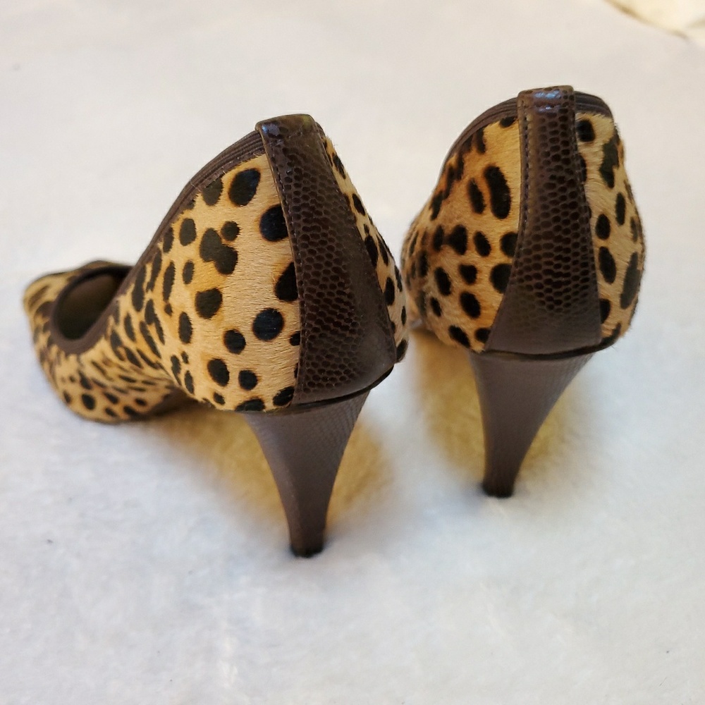 Donald J Pliner Leopard Print Leather Peep Toe Heels - Picture 2 of 8